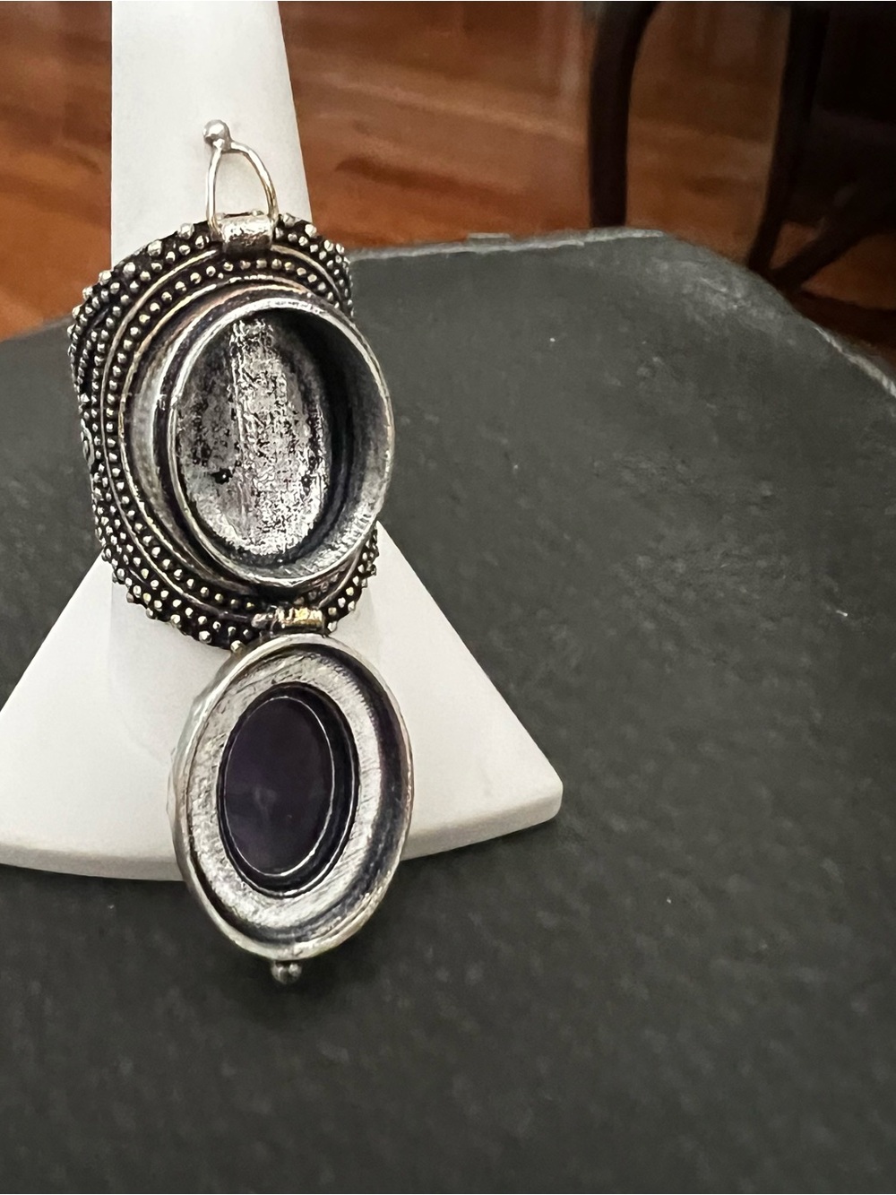 Sterling Silver Amethyst Statement Ring - Poison Ring. Size 7 - Picture 3 of 7
